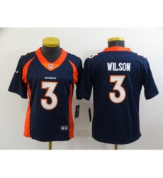 Women Denver Broncos #3 Russell Wilson Navy Vapor Untouchable Limited Stitched Jersey