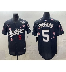 Men's Los Angeles Dodgers #5 Freddie Freeman Black 2025 World Series Tokyo Series Limited Stitched Baseball Jersey
