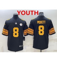 Youth Pittsburgh Steelers #8 Kenny Pickett Black Color Rush Stitched NFL Nike Limited Jersey Youth Pittsburgh Steelers #8 Kenny Pickett Black Color Rush Stitched NFL Nike Limited Jersey