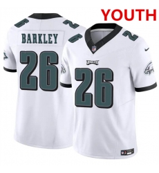 Youth Philadelphia Eagles #26 Saquon Barkley White 2023 F.U.S.E Vapor Untouchable Limited Football Stitched Jersey