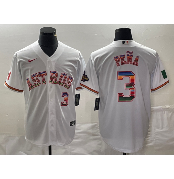 Men's Nike Houston Astros #3 Jeremy Pena White Color Stitche Cool Base Jersey