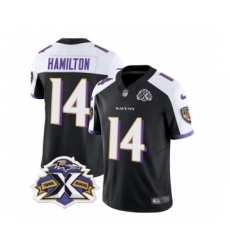 Men's Nike Baltimore Ravens #14 Kyle Hamilton Black White 2023 F.U.S.E Throwback Vapor Limited Stitched Jersey