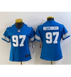 Women's Detroit Lions #97 Aidan Hutchinson Limited Blue 2024 FUSE Vapor Jersey