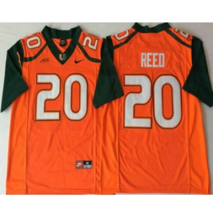 Men's Miami Hurricanes #20 Ed Reed Orange Stitched NCAA Nike College Football Jersey