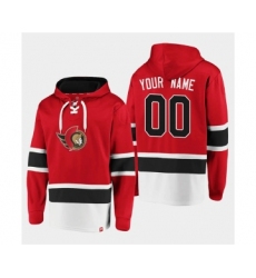Men's Ottawa Senators Active Player Custom Red Ageless Must-Have Lace-Up Pullover Hoodie