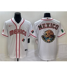 Men's Mexico Baseball 2023 White Team Big Logo World Baseball Classic Stitched Jersey1