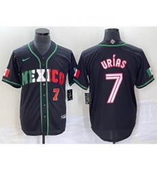 Men's Mexico Baseball #7 Julio Urias Number 2023 Black White World Classic Stitched Jersey1