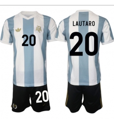 Men's Argentina #20 Lautaro White Blue 2024-25 50th Anniversary Home Soccer Jersey Suit