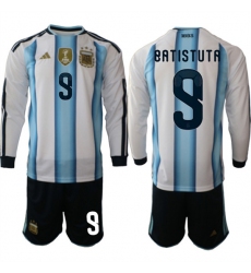 Men's Argentina #9 BATISTUTA Long Sleeve National Team FIFA x World Cup 2026 Home White On Field Jersey