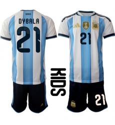 Youth Argentina #21 DYBALA National Team FIFA x World Cup 2026 Home White On Field Kids Jersey