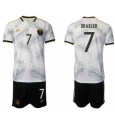 Men's Germany #7 Draxler White Home Soccer Jersey Suit