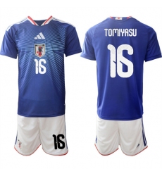 Men's Japan #16 TOMIYASU National Team FIFA x World Cup 2026 Home Blue On Field Jersey