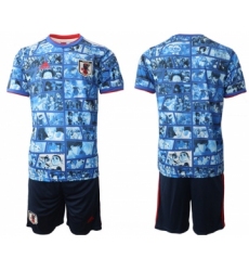 Men's Japan Blank Blue Home Soccer Jersey Suit