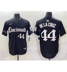 Men's Cincinnati Reds #44 Elly De La Cruz Black 'Gothic Queen City Edition' Vapor Premier Limited Stitched Baseball Jersey