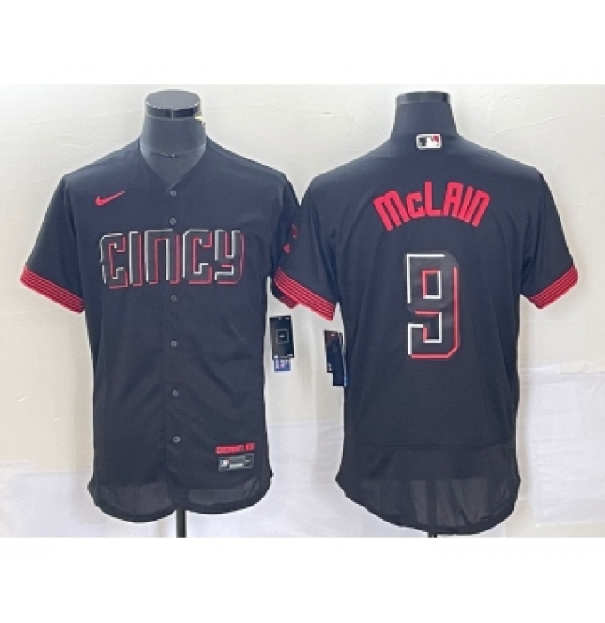 Men's Nike Cincinnati Reds #9 Matt McLain Black 2023 City Connect Flex Base Stitched Jersey