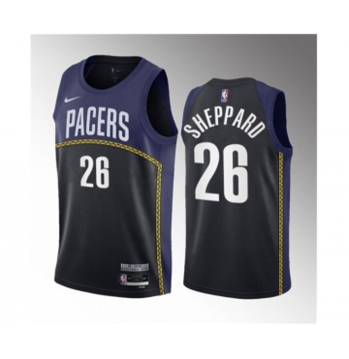 Men's Indiana Pacers #26 Ben Sheppard Blue 2023 Draft City Edition Stitched Basketball Jersey