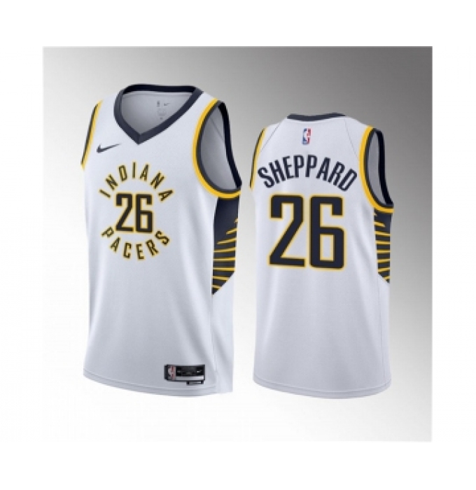 Men's Indiana Pacers #26 Ben Sheppard White 2023 Draft Association Edition Stitched Basketball Jersey