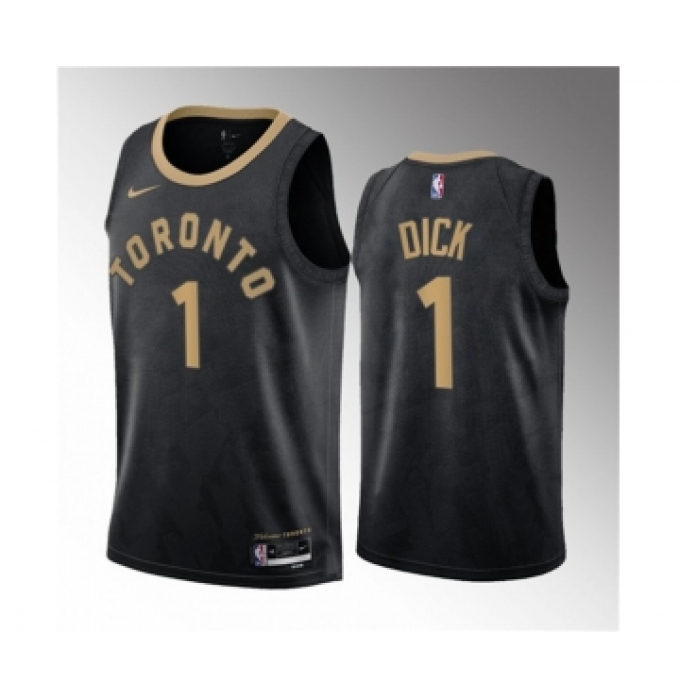 Men's Toronto Raptors #1 Gradey Dick Black 2023 Draft City Edition Stitched Basketball Jersey