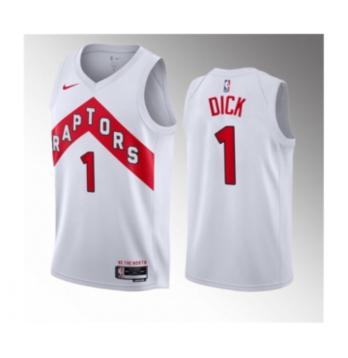 Men's Toronto Raptors #1 Gradey Dick White 2023 Draft Association Edition Stitched Basketball Jersey