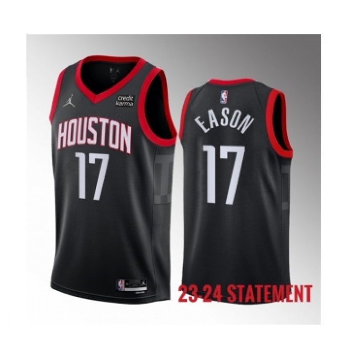 Men's Houston Rockets #17 Tari Eason Black 2023 Statement Edition Stitched Basketball Jersey