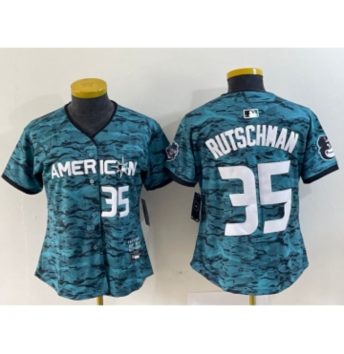 Women's Baltimore Orioles #35 Adley Rutschman Teal 2023 All Star Cool Base Stitched Baseball Jersey