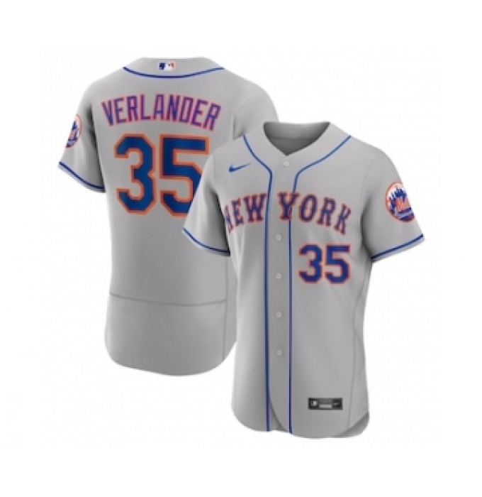 Men's New York Mets #35 Justin Verlander Gray Flex Base Stitched Jersey