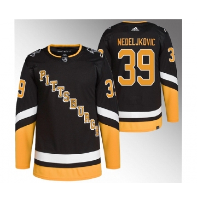 Men's Pittsburgh Penguins #39 Alex Nedeljkovic Black 2021-22 Alternate Primegreen Stitched Jersey