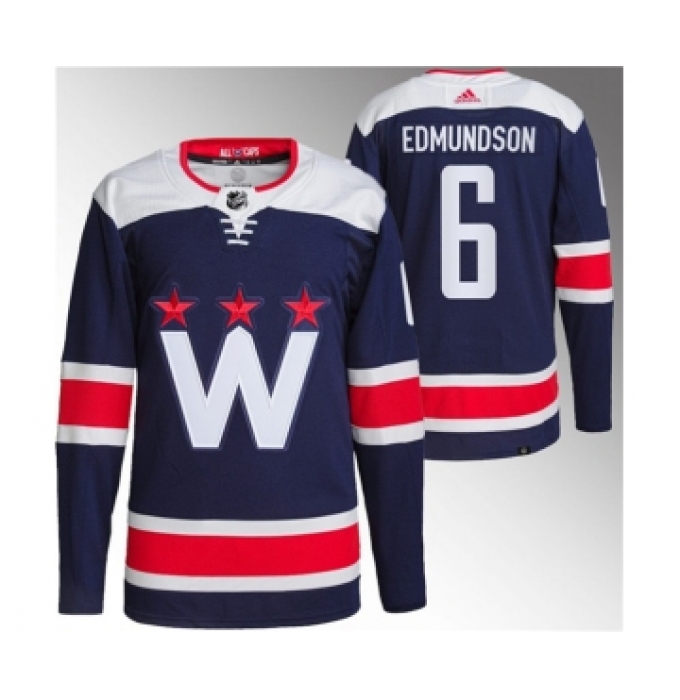 Men's Washington Capitals #6 Joel Edmundson Navy Stitched Jersey