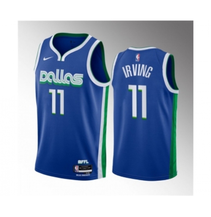 Men's Dallas Mavericks #11 Kyrie Irving Blue 2022-23 City Edition Stitched Basketball Jersey