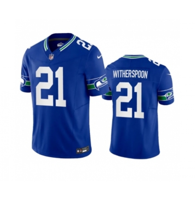 Men's Nike Seattle Seahawks #21 Ahkello Witherspoon Royal 2023 F.U.S.E. Vapor Limited Throwback Stitched Jersey
