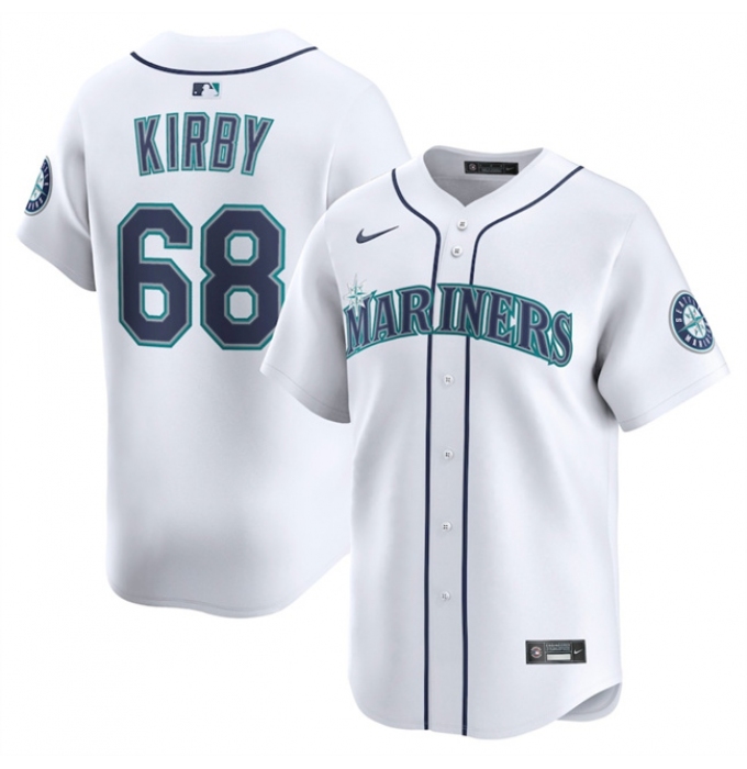 Men's Seattle Mariners #68 George Kirby White Home Limited Stitched Baseball Jersey