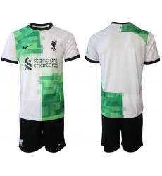 Men's Liverpool Blank 2023-24 White Green Away Soccer Jersey