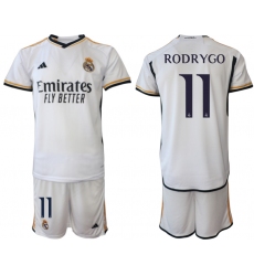 Men's Real Madrid #11 Rodrygo 2023-24 White Home Soccer Jersey