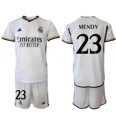 Men's Real Madrid #23 Mendy 2023-24 White Home Soccer Jersey