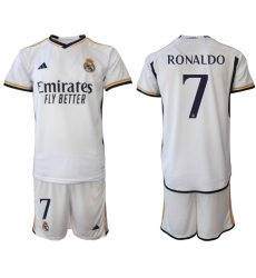 Men's Real Madrid #7 Ronaldo 2023-24 White Home Soccer Jersey