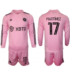 Men's Inter Miami CF #17 Martínez 2023-24 Pink Home Soccer Jersey Suit
