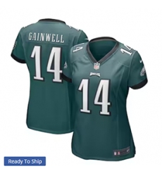 Women's Nike Philadelphia Eagles #14 Kenneth Gainwell Midnight Green Limited Jersey