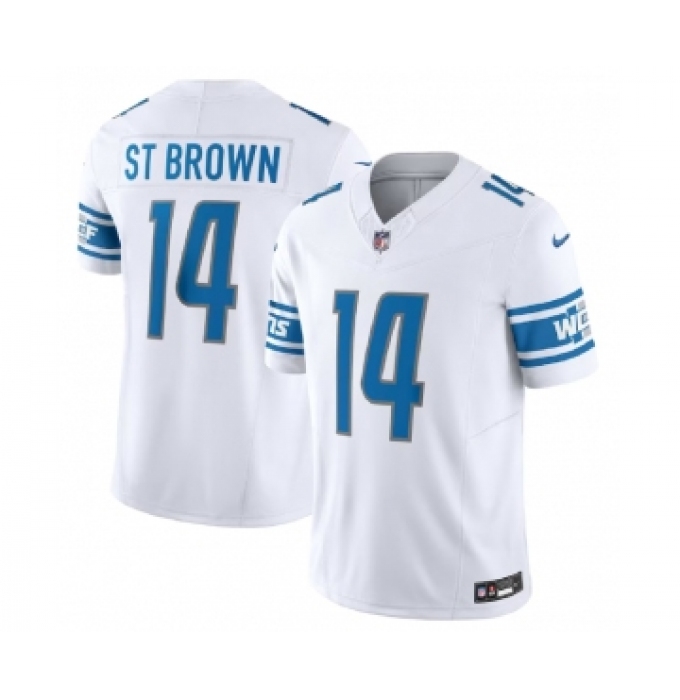 Men's Nike Detroit Lions #14 Amon-Ra St. Brown White 2023 F.U.S.E. Vapor Untouchable Limited Football Stitched Jersey