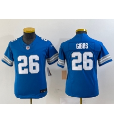 Youth Detroit Lions #26 Jahmyr Gibbs Limited Blue 2024 FUSE Vapor Jersey Youth Detroit Lions #26 Jahmyr Gibbs Limited Blue 2024 FUSE Vapor Jersey
