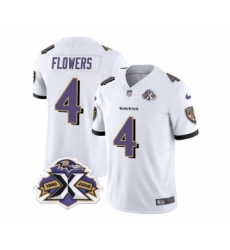 Men's Nike Baltimore Ravens #4 Zay Flowers White 2023 F.U.S.E Throwback Vapor Limited Stitched Jersey Men's Nike Baltimore Ravens #4 Zay Flowers White 2023 F.U.S.E Throwback Vapor Limited Stitched Jersey