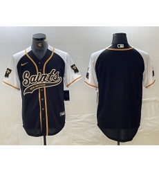 Men's New Orleans Saints Blank Black White 1987 Legacy Cool Base Stitched Baseball Jersey
