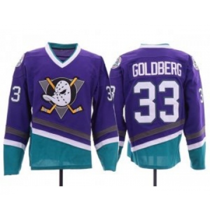 Men's Anaheim Mighty Ducks #33 Greg Goldberg Vintage Purple Movie Jersey