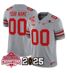 Men's Ohio State Buckeyes Active Player Custom Gray 2025 CFP Final With National Champions Patch F.U.S.E. Vapor Limited Stitched Jersey