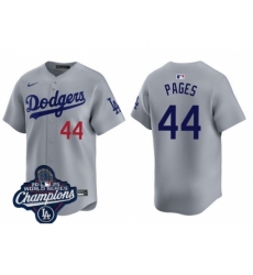 Men's Los Angeles Dodgers 44 Andy Pages Cool Base 2025 World Champions Stitched Baseball Jersey Gray