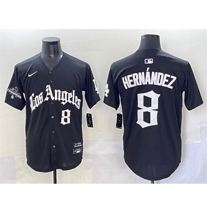 Men's Los Angeles Dodgers #8 Enrique Hernández Black Mexico 2025 LA Gothic Style With 2024 World Series Champions Vapor Premier Limited Stitched Baseball J