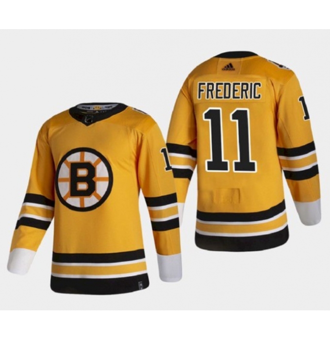 Men's Boston Bruins #11 Trent Frederic Gold Stitched NHL Jersey