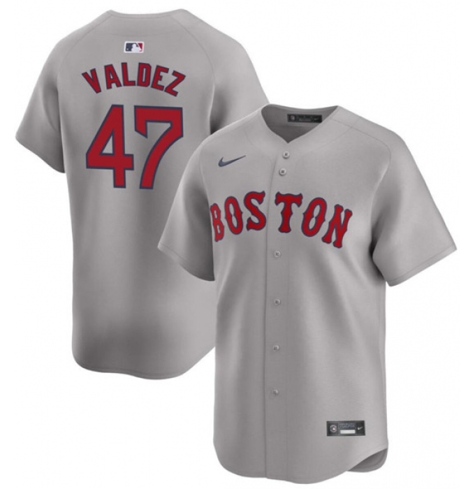 Men's Boston Red Sox #47 Enmanuel Valdez Gray Cool Base Stitched Baseball Jersey