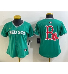 Women's Boston Red Sox Team Big Logo Green 2025 City Connect Limited Stitched Baseball Jersey(Run Small)