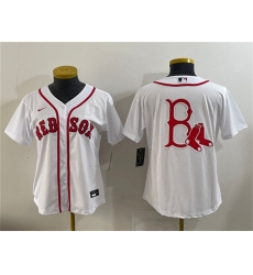 Women's Boston Red Sox Team Big Logo White Cool Base Stitched Jersey(Run Small)