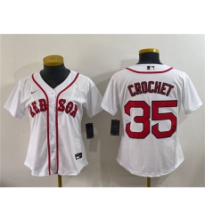 Youth Boston Red Sox #35 Garrett Crochet White Cool Base Stitched Baseball Jersey